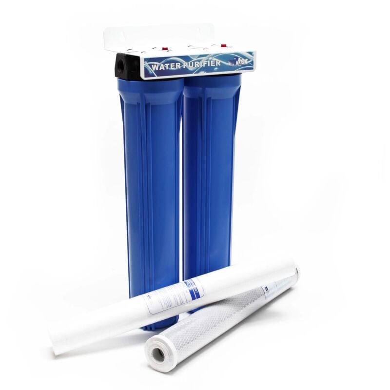 Wiltec - Naturewater NW-BRK02 Filtre à Eau potable à 2 Étapes – 255 x 155 x 610 mm – 20' (508 mm) / 5 µ – avec Cartouche Sédiments, Bloc charbon
