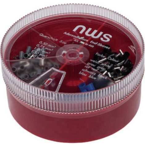 NWS 144-BI-400 Assortimento Capicorda 0.5 mm², 0.75 mm², 1 mm², 1.5 mm², 2.5 mm² Parzialmente isolato Blu, Grigio, Nero