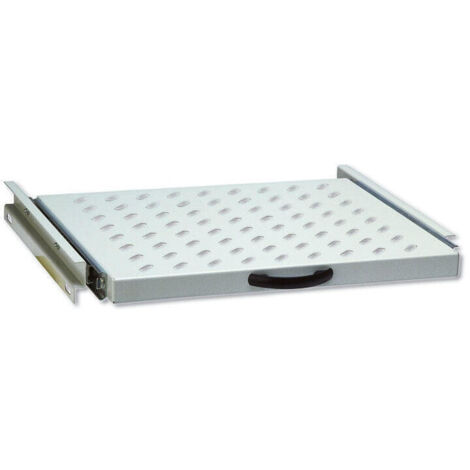 NWSZ Fachboden ausziehbar 19 Digitus fÃ¼r 600 mm tiefe SchrÃ¤nke perforiert, Farbe Grau (RAL 7035), bis zu 25 kg, 30x483x368 mm