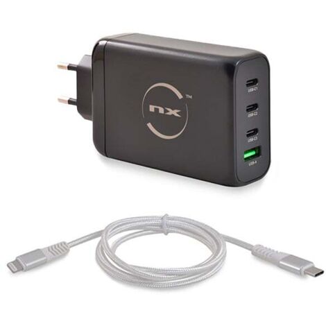 NX - Adaptateur secteur EU 130W + Câble USB C vers Lightning