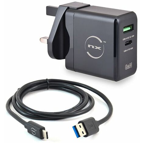 NX - Adaptateur secteur UK 65W + Câble USB vers USB C