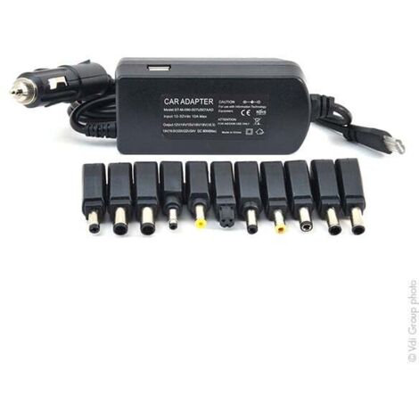 NX – Alimentation universelle 12V 90W – Prise allume-cigare et USB – 11 connecteurs pour ordinateurs portables – Compatible avec plusieurs modèles