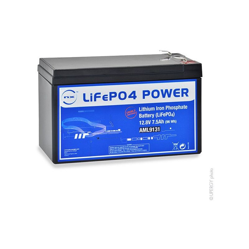 

Batería Litio Hierro Fosfato UN38.3 (96Wh) 12V 7.5Ah F6.35 - NX