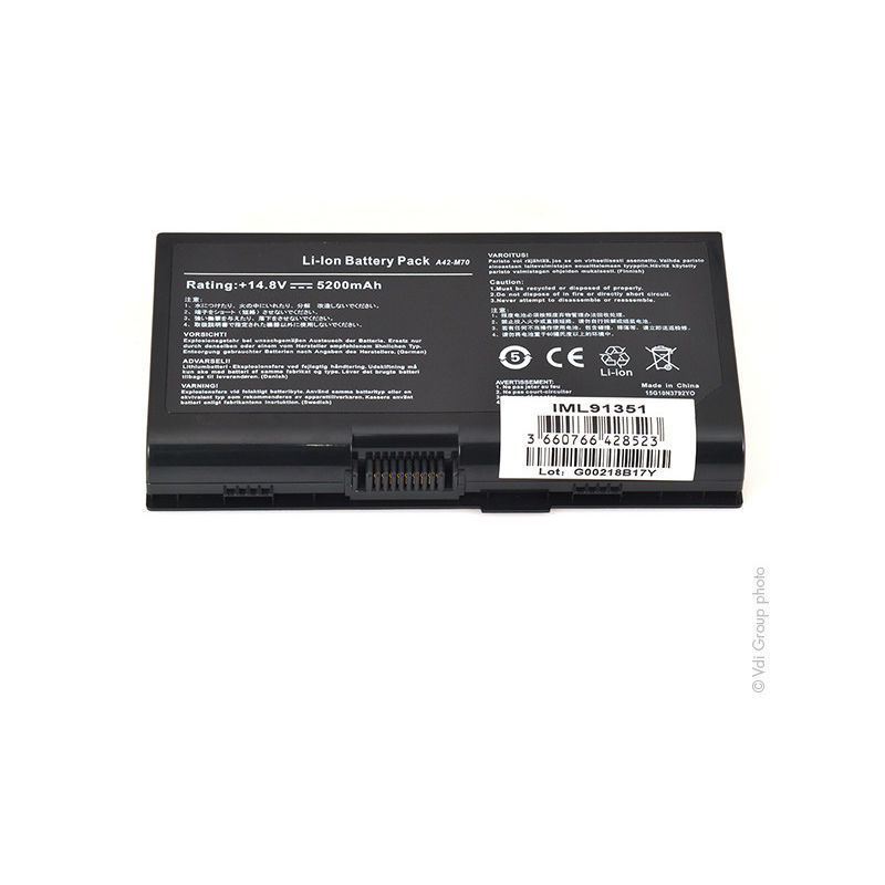 

Batería ordenador portátil compatible Asus 14.8V 5200mAh - 0-NFU1B1300Z ; 0 - NX