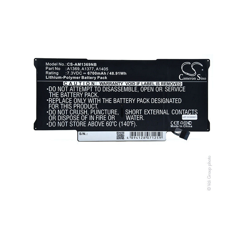 

Batería ordenador portátil compatible Apple 7.3V 6700mAh - 020-6955-01 ; 02 - NX