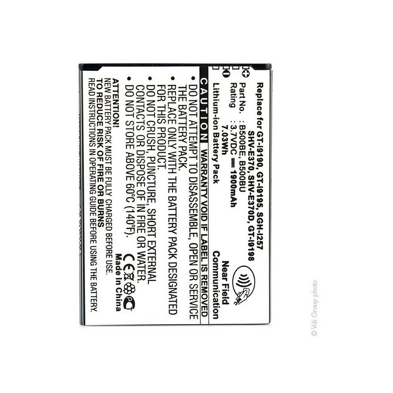 

Batería smartphone Samsung S4 mini 3.7V 1900mAh - B500AE ; B500BE ; B50 - NX