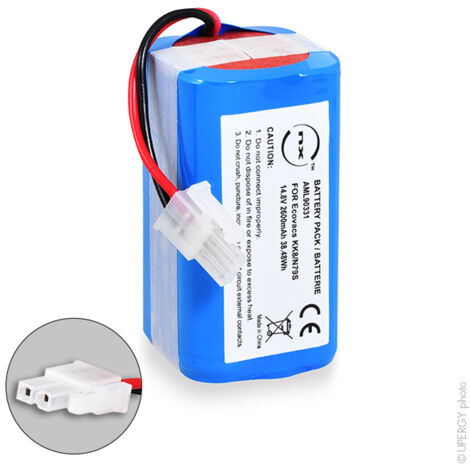 NX – Batterie aspirateur compatible Ecovacs 14.8V 2600mAh – Lithium-ion – Dimensions 70,19mm x 37,17mm x 36,96mm – Garantie 2 ans