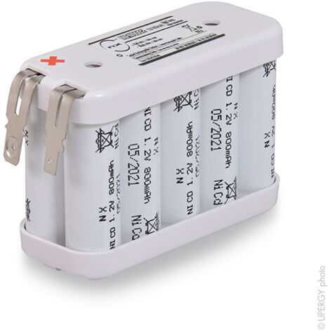 NX – Batterie éclairage secours 10x AA 12V 800mAh – Faston – Indice de protection IP20 – Pour espaces confinés