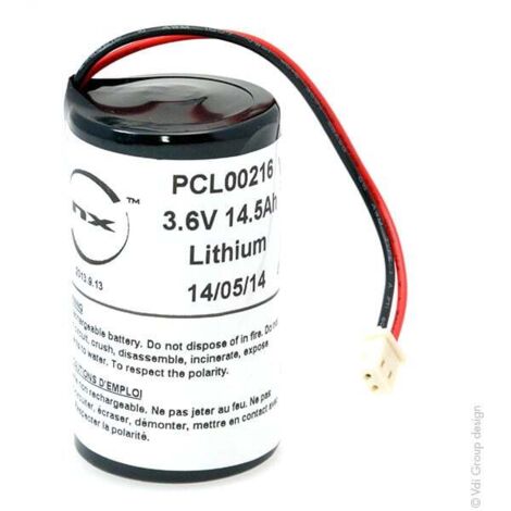 NX – Batterie lithium ER34615M D 3.6V 14.5Ah – Technologie lithium-chlorure de thionyle – Compatible centrales d'alarme – Poids 114,4g