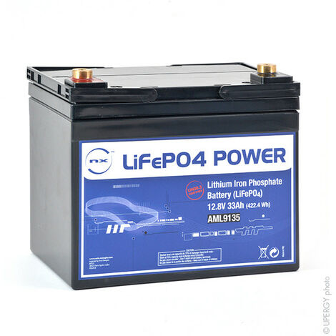 NX - Batterie Lithium Fer Phosphate NX LiFePO4 POWER UN38.3 (409.6Wh) 12V 33Ah M6-F