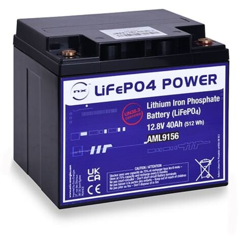 NX - Batterie Lithium Fer Phosphate NX LiFePO4 POWER UN38.3 (512Wh) 12V 40Ah M6-F