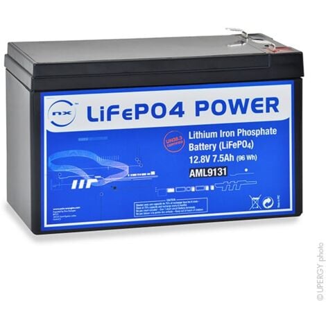 NX - Batterie Lithium Fer Phosphate UN38.3 (96Wh) 12V 7.5Ah F6.35