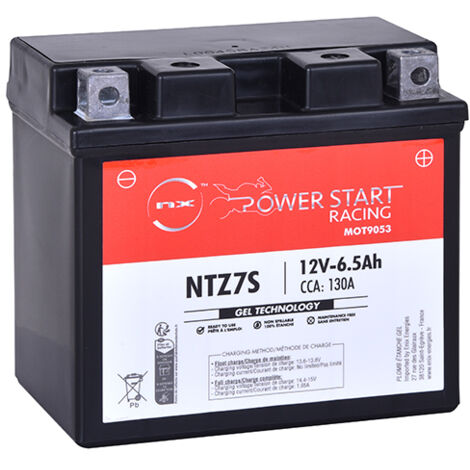 NX – Batterie moto gel 12V 6.5Ah NTZ7S/YTZ7S – Technologie plomb étanche gel – Dimensions 113x70x105mm – Compatible Honda CBR 125 R 2004-2012