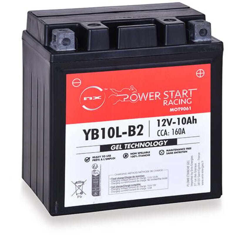 NX - Batterie moto Gel NB10L-B2 / YB10L-A2 / 12N10-3B 12V 10Ah