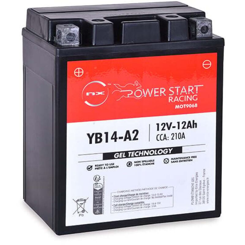 NX - Batterie moto Gel NB14-A2 / YB14-A2 / YB14A-A1 12V 12Ah