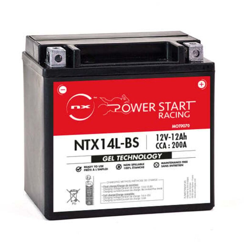 NX - Batterie moto Gel NTX14L-BS / YTX14L-BS / YTX16L 12V 12Ah