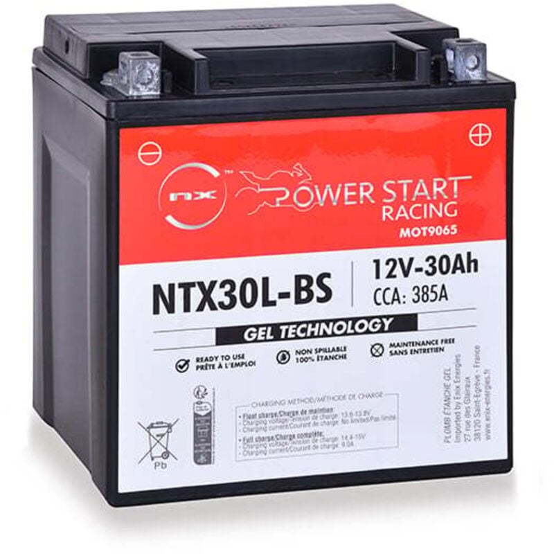 NX - Batterie moto Gel NTX30L-BS / YTX30L-BS 12V 30Ah