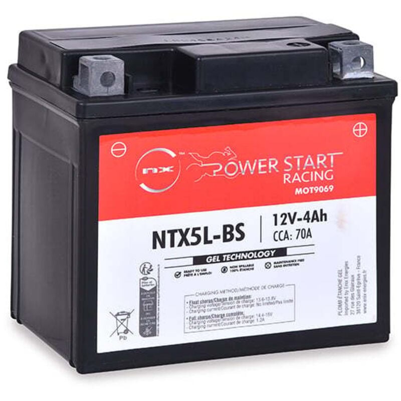 NX - Batterie moto Gel NTX5L-BS / YTX5L-BS 12V 4Ah