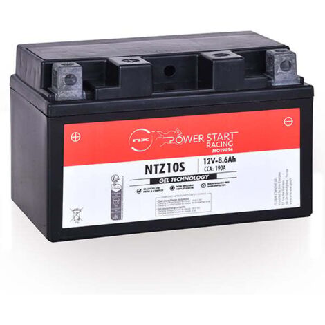 NX – Batterie moto Gel NTZ10S 12V 8.6Ah – Compatible YTZ10S – Conçue pour performances optimales – Technologie gel pour durabilité accrue