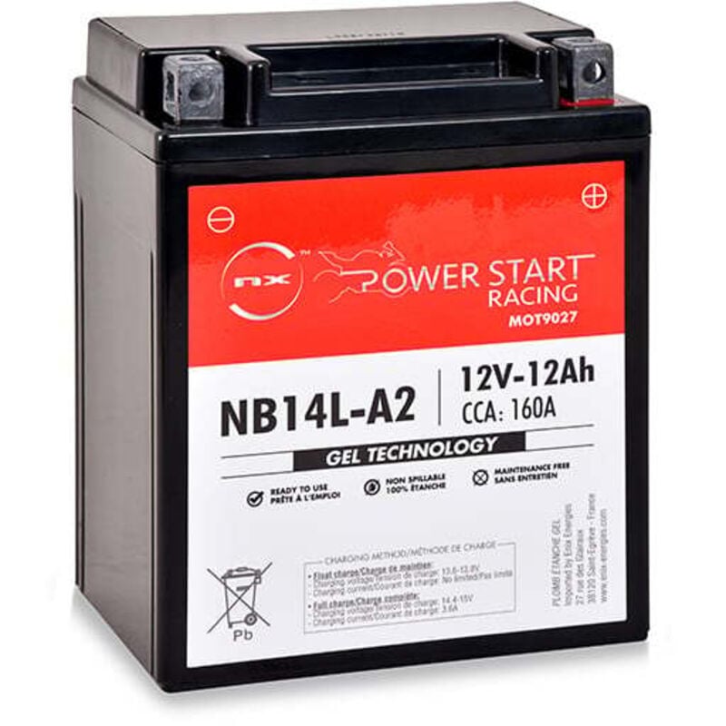 NX - Batterie moto Gel YB14L-A2 / FB14L-A2 / 12N14-3A 12V 12Ah