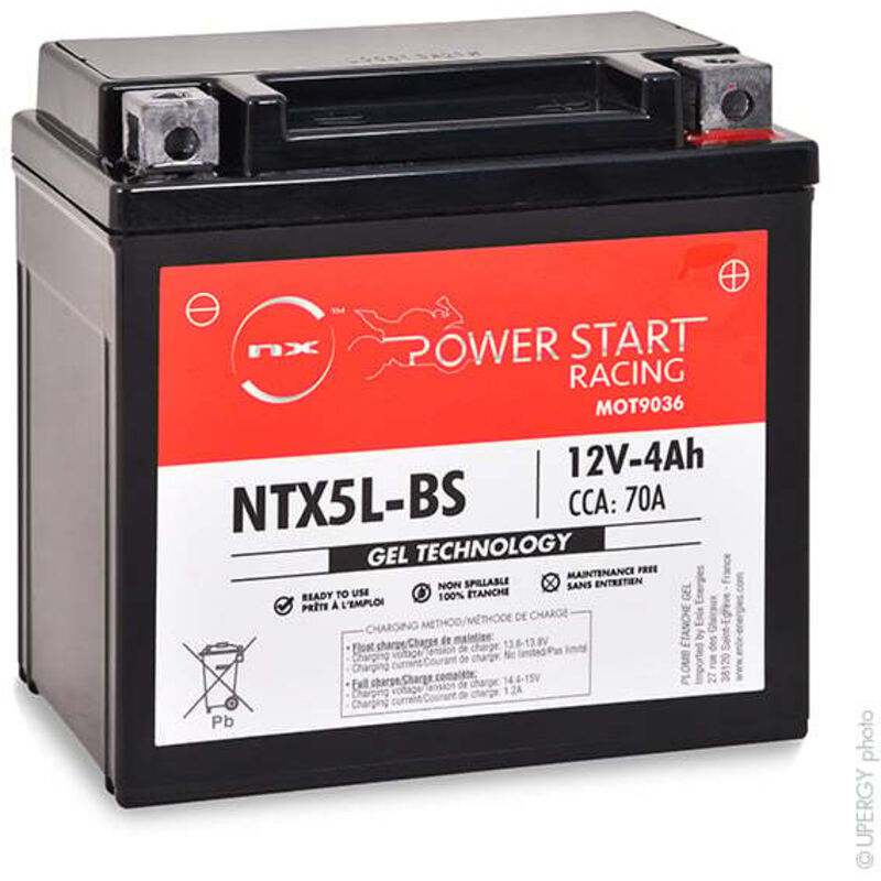NX - Batterie moto Gel YT5L-BS / YTX5L-BS / NTX5L-BS 12V 4Ah