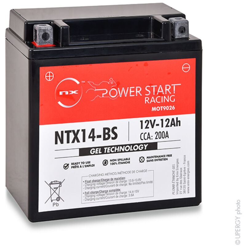NX - Batterie moto Gel YTX14-BS / FTX14-BS / NTX14-BS 12V 12Ah