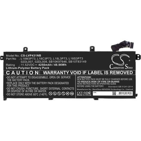 NX - Batterie ordinateur portable 11.52V 4250mAh - 02DL00702DL0083ICP5/80/735