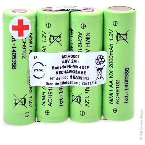 NX – Batterie pour électrostimulateur 4.8V Ni-Mh 2000mAh – Performance optimale pour modèles Compex – Compatible avec 10 appareils