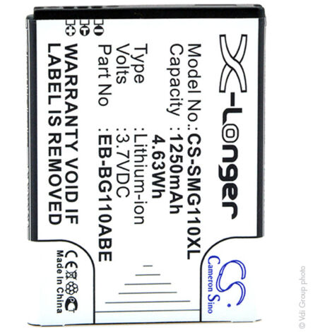 NX - Batterie téléphone, smartphone, GSM pour Samsung 3.7V 1250mAh - EB-BG110ABE