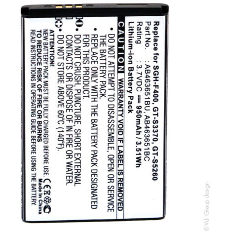 NX - Batterie téléphone, smartphone, GSM pour Samsung 3.7V 950mAh - AB463651BCAB463651B