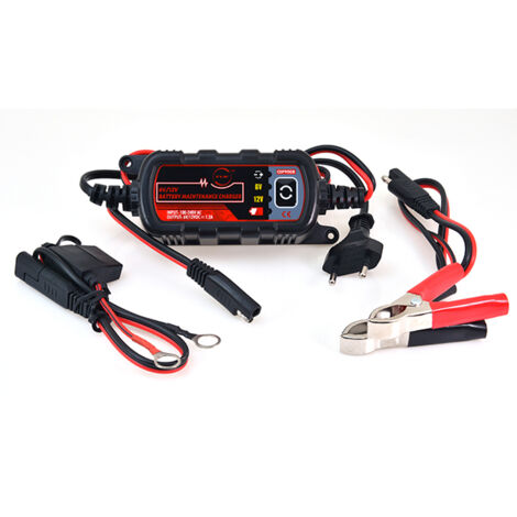 NX – Chargeur plomb 6-12V 1.2A 100-240V – Pinces crocodiles – Charge rapide pour batteries 6V et 12V – Conforme CE, DEEE, RoHS