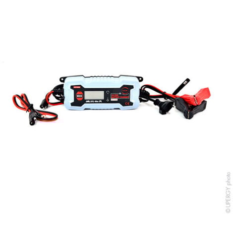 NX - Chargeur plomb LCD NX 6-12V/0.8A-3.8A 230V - pinces crocodiles et oeillets (Intelligent)