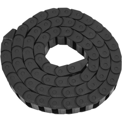 Nylon-Kabelträgerkette für CNC-Maschinen, Brückenausführung mit Verbindern, Länge 1 Meter, Schwarz
