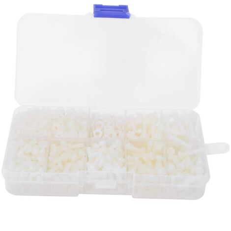 Nylon Schraube Mutter, 800 Stück M3 Nylon Schraube Mutter Set Unterlegscheibe Kombinationssatz Befestigungselemente (Weiß)