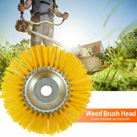 Nylon weed brush for brush cutter - Garden tool - Brush cutter head - 25.4 mm inner hole - Yellow - 200 mm