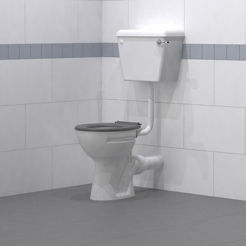 Nyma PRO Doc M Low Level Toilet Ware Set - Grey Ring Seat - Nymas