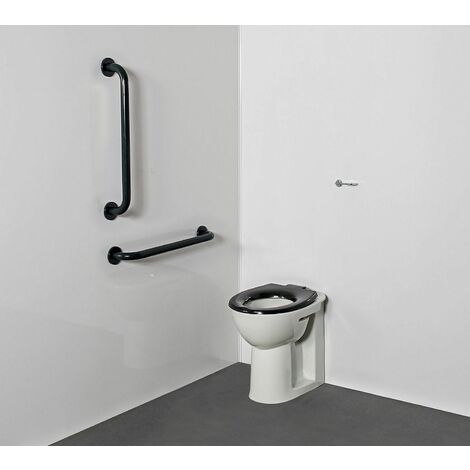 Nymas NymaCARE Doc M Bathroom Toilet Pack Disabled Ambulant Grab Rail Dark Grey - White