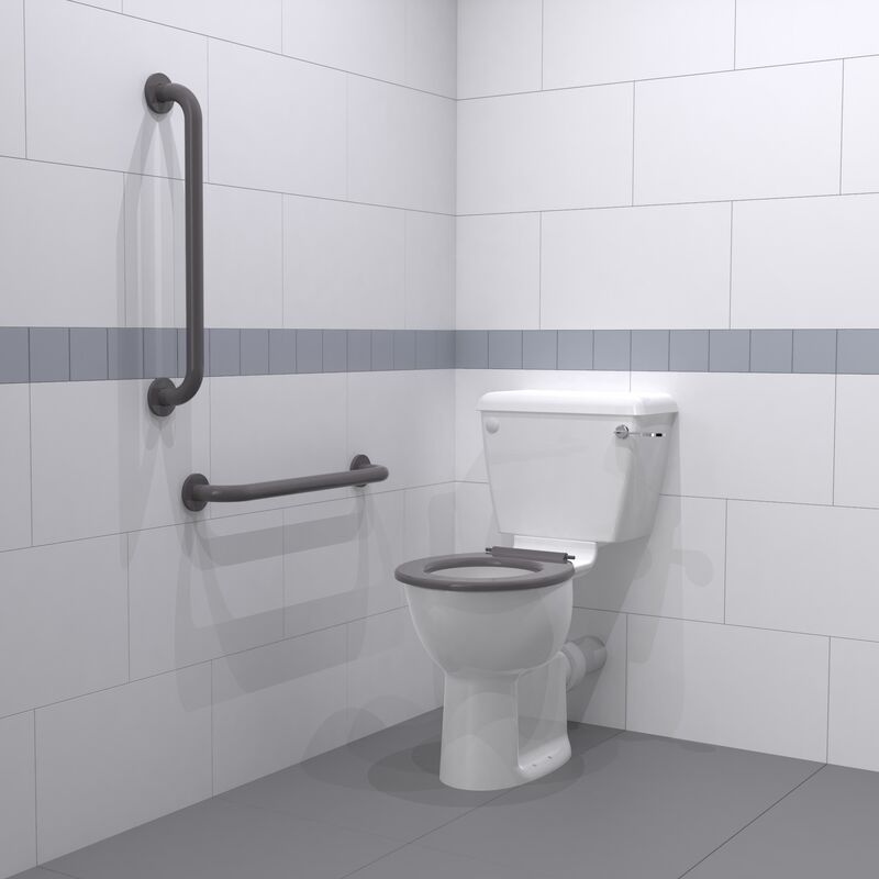 NymaPRO Close Coupled Ambulant Doc m Toilet Pack with Concealed Fixings - Grey Grab Rails - Nymas