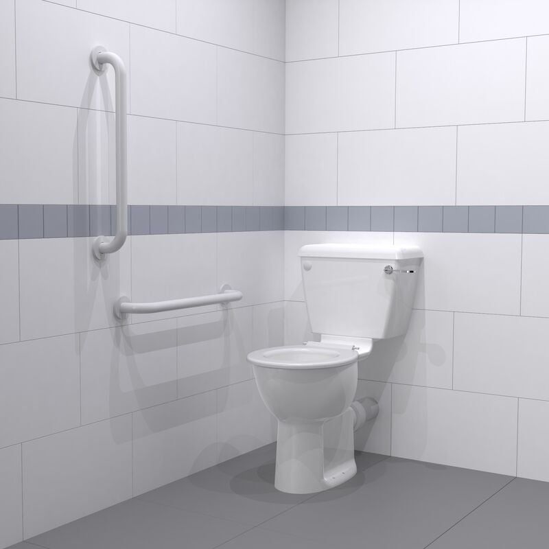 NymaPRO Close Coupled Ambulant Doc m Toilet Pack with Concealed Fixings - White Grab Rails - Nymas
