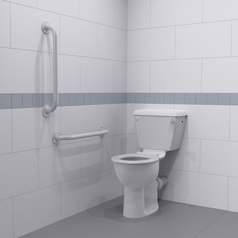 NymaPRO Close Coupled Ambulant Doc m Toilet Pack with Exposed Fixings - White Grab Rails - Nymas