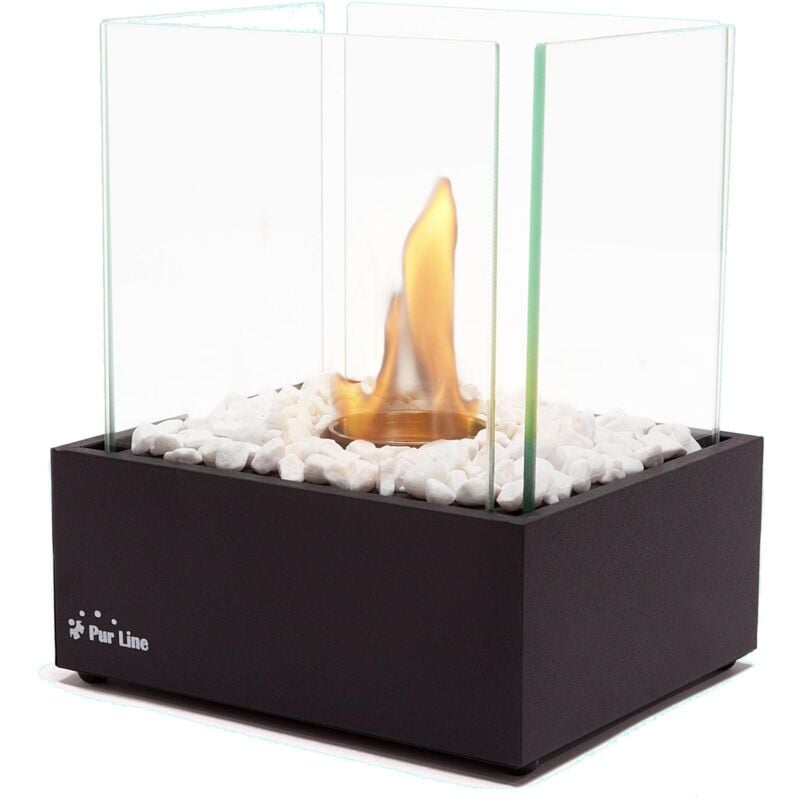 Purline - Cheminée éthanol de table en métal noir