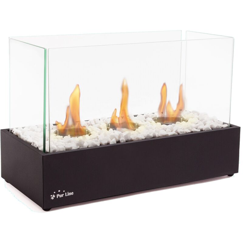 

Purline - Chimenea de etanol de sobremesa de 2250W con triple llama, fabricada en metal negro