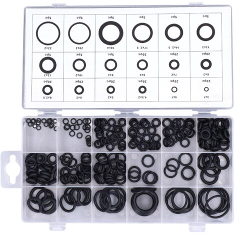 [O-Dichtungssatz] – 225-teiliges Sortiment – Langlebige, multifunktionale, wasserdichte Gummidichtungen – Schwarz