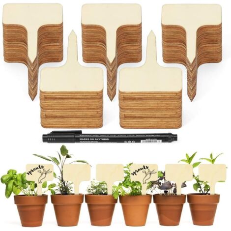 O-Kinee Pflanzenetiketten, Gemüsegartenetiketten, Setzlingsetiketten, Gartenetiketten, wasserdichte Gartenetiketten, Kunststoff-Gartenpflanzen-T-Form-Tags, Etikett für Saatgut, 100 Stück