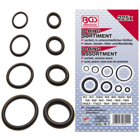O-RING DA 3 A 22 MM ASSORTIMENTO 225 PEZZI