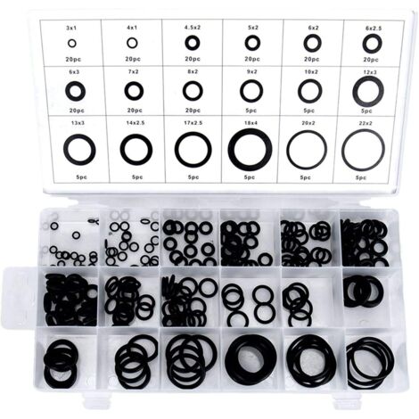O-Ringe, 225 Stück – Sortiment mit 18 verschiedenen Größen – 3–22 mm