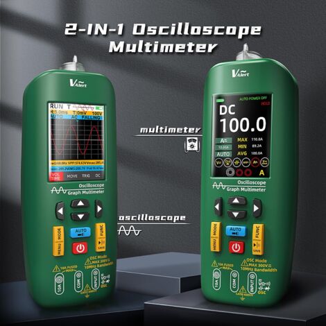 O1 3 in 1 Oscilloscopio portatile multimetro TRMS Automotive Oscilloscopio LCD a colori 4 risultati 10Mhz collegabile al PC Ricaricabile Tensione Corrente Continuità Capacità Tester