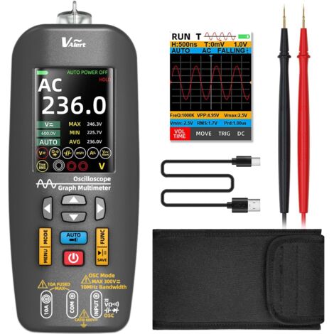O1 Digitalmultimeter TRMS Handoszilloskop Spannungsprüfer 3-in-1 Farbbildschirm 10 MHz Datenübertragung Mini wiederaufladbares Oszilloskop für Audio DIY Automobilelektronik