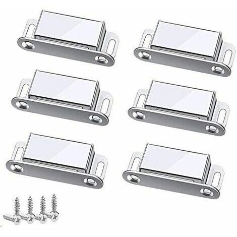 OAAO Aimants loqueteaux magnétiques, 6 kg loqueteau de porte magnétique et 24 vis, 304 Acier inox, loqueteaux magnétiques aimanté pour fermeture de porte meuble/armoire/placard (paquet de 6)