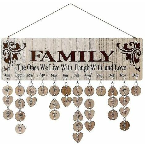 OAAO Bricolage En bois Famille Rappel d’anniversaire Calendrier Accrochage mural